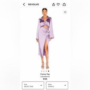 Revolve L’academie lilac satin top and skirt